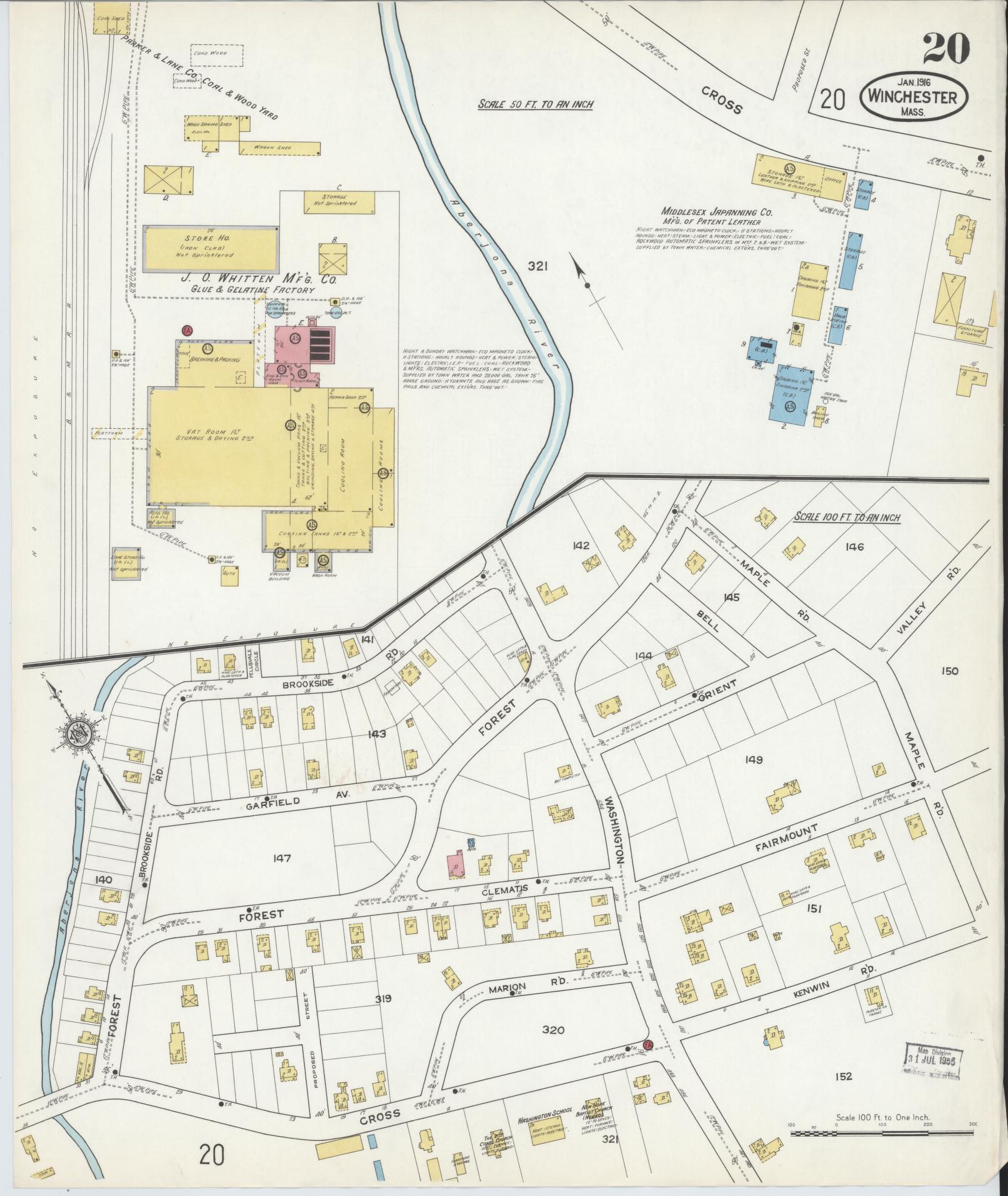 Sanborn Fire Insurance Map from Winchester, Middlesex County, Massachusetts (1916), Sheet #0020 - Complete Map Set gallery image, historic Sanborn map, vintage wall art, Massachusetts Massachusetts