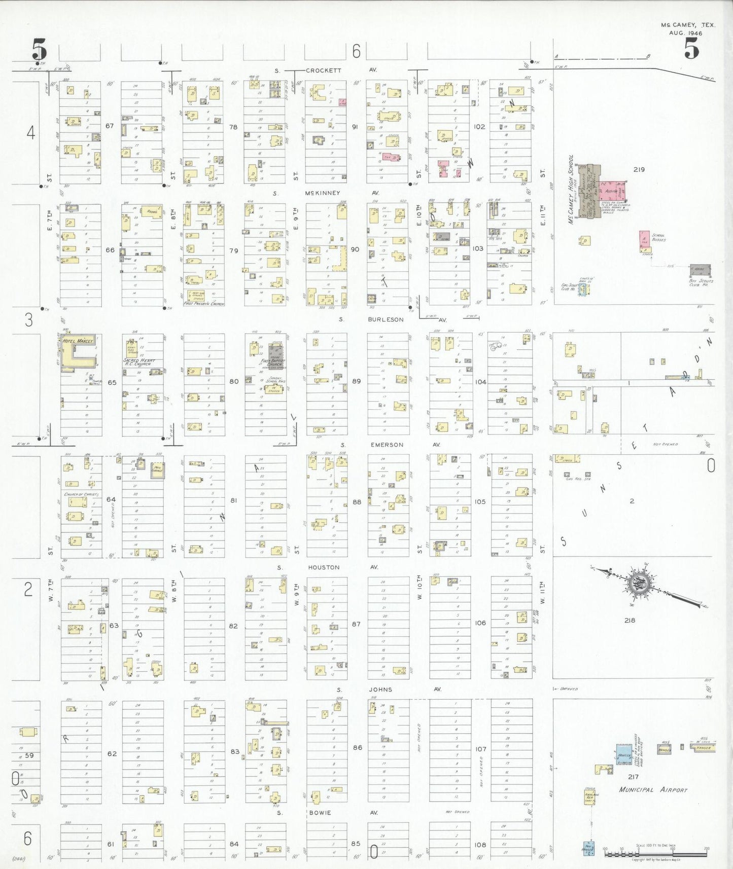 Sanborn Fire Insurance Map from McCamey, Upton County, Texas (1946), Sheet #0005 - Complete Map Set gallery image, historic Sanborn map, vintage wall art, Texas Texas