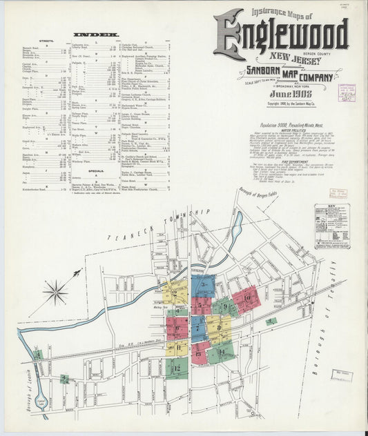 Sanborn Fire Insurance Map from Englewood, Bergen County, New Jersey. (1908) – Historic Sanborn Fire Insurance Map Print
