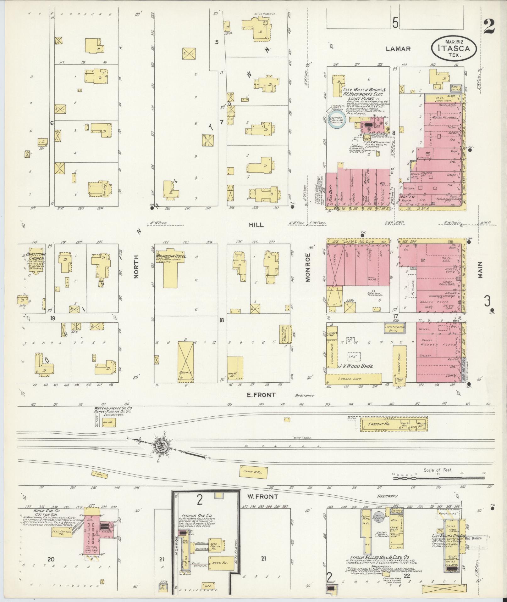 Sanborn Fire Insurance Map from Itasca, Hill County, Texas (1912), Sheet #0002 - Complete Map Set gallery image, historic Sanborn map, vintage wall art, Texas Texas
