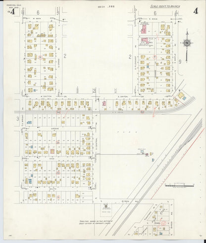 Sanborn Fire Insurance Map from Osborn, Greene County, Ohio (1943), Sheet #0004 - Historic Sanborn Fire Insurance Map Print, vintage old map wall art, antique decor, genealogy gift, Ohio Ohio map