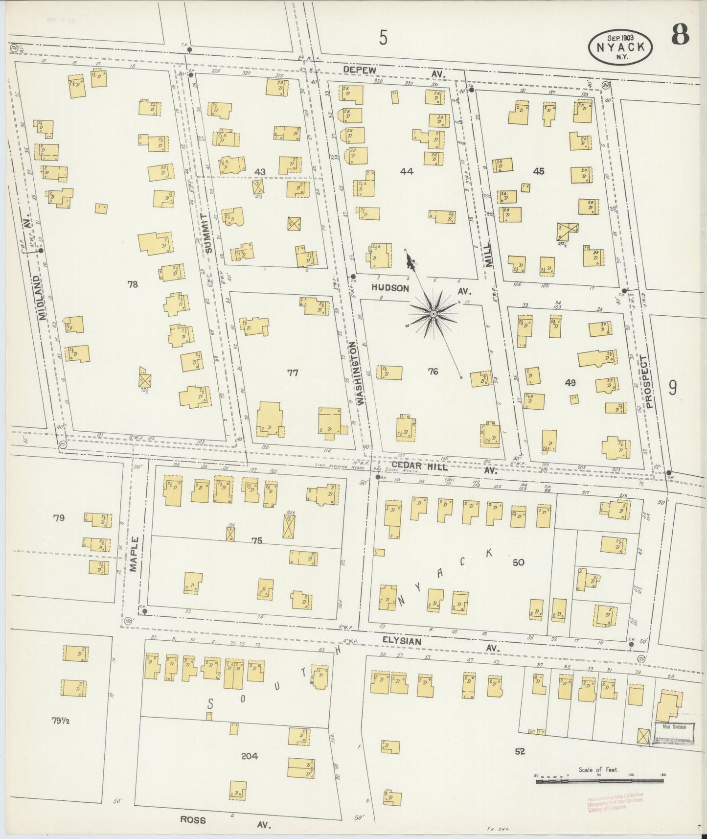 Sanborn Fire Insurance Map from Nyack, Rockland County, New York. (1903), Sheet #0008