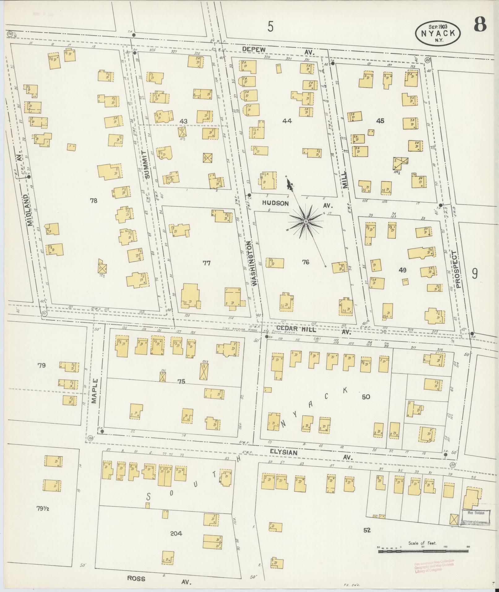 Sanborn Fire Insurance Map from Nyack, Rockland County, New York. (1903), Sheet #0008