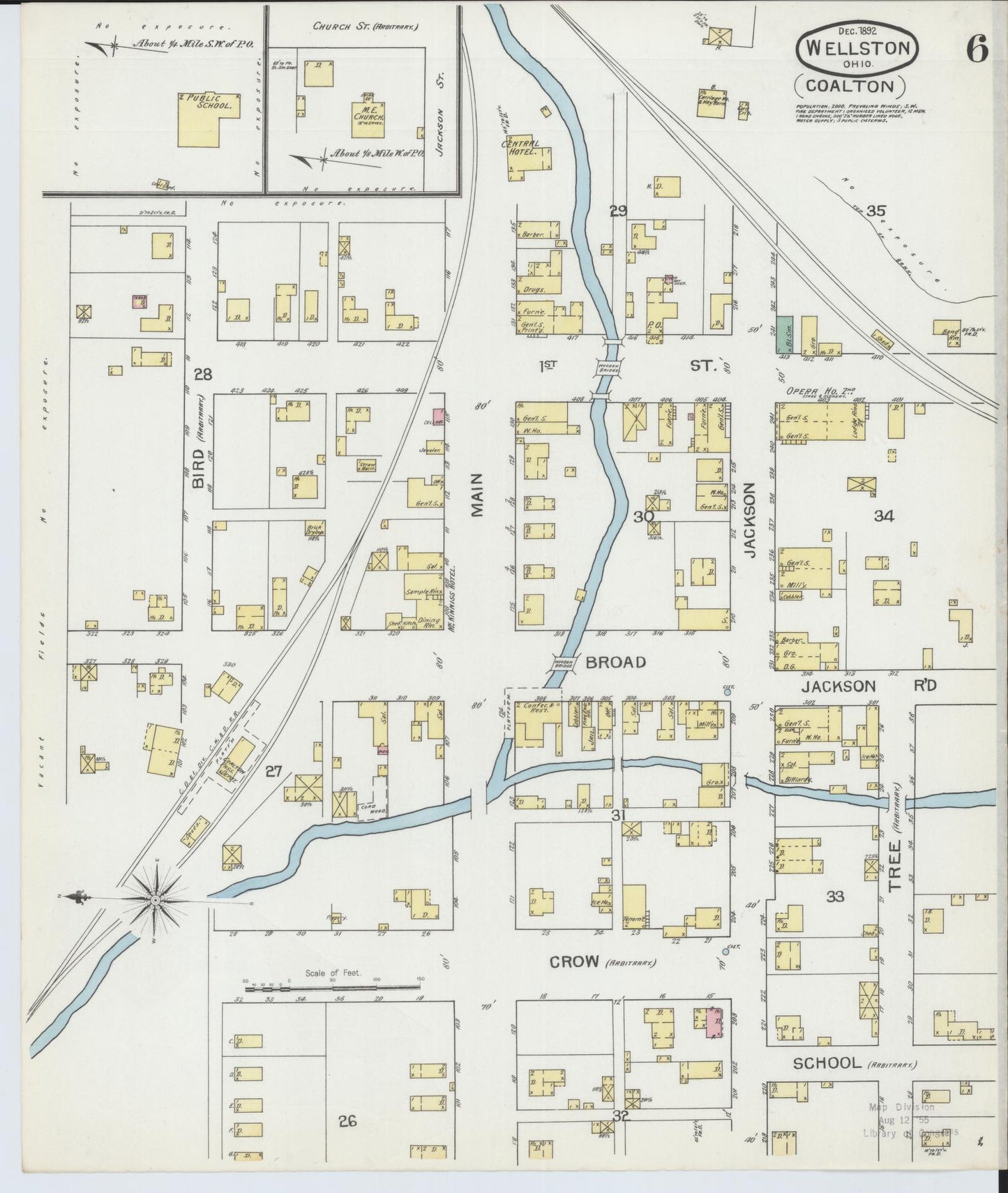 Sanborn Fire Insurance Map from Wellston, Jackson County, Ohio (1892), Sheet #0006 - Complete Map Set gallery image, historic Sanborn map, vintage wall art, Ohio Ohio