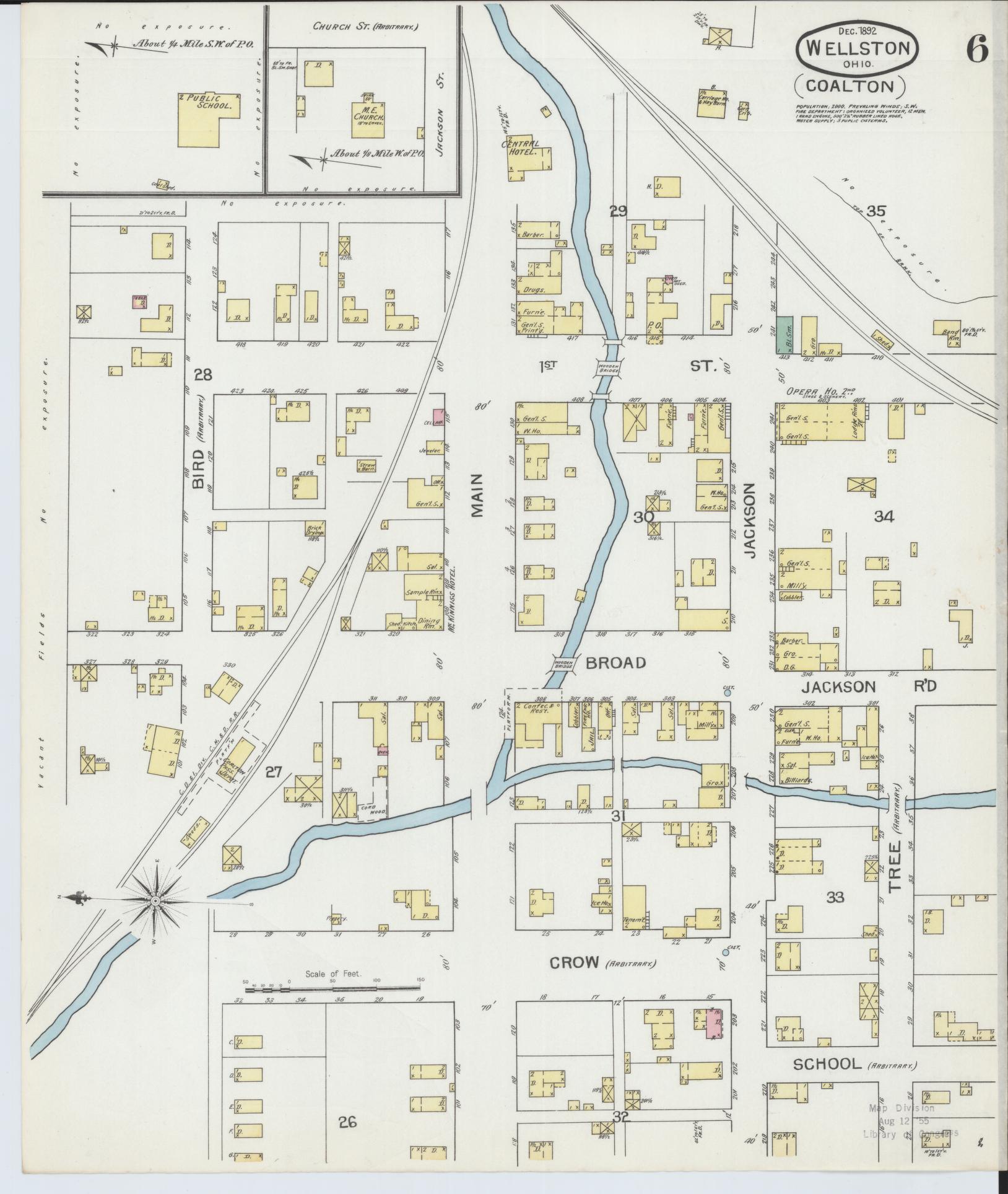 Sanborn Fire Insurance Map from Wellston, Jackson County, Ohio (1892), Sheet #0006 - Complete Map Set gallery image, historic Sanborn map, vintage wall art, Ohio Ohio