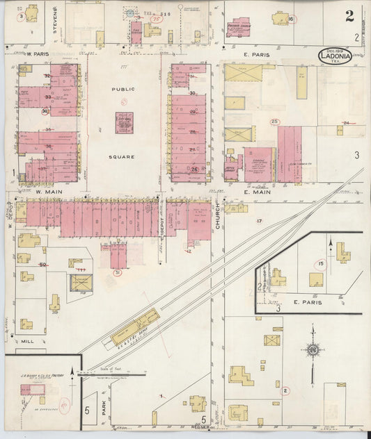 Sanborn Fire Insurance Map from Ladonia, Fannin County, Texas (1934), Sheet #0002 - Historic Sanborn Fire Insurance Map Print, vintage old map wall art, antique decor, genealogy gift, Texas Texas map