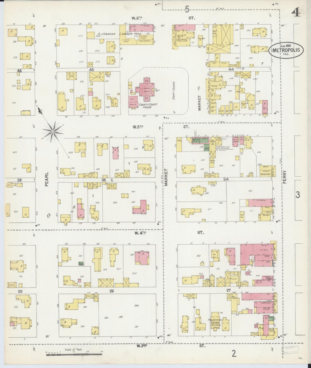 Sanborn Fire Insurance Map from Metropolis, Massac County, Illinois (1902), Sheet #0004 - Complete Map Set gallery image, historic Sanborn map, vintage wall art, Illinois Illinois
