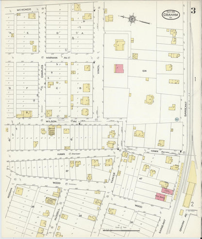 Sanborn Fire Insurance Map from Graham, Tazewell County, Virginia (1913), Sheet #0003 - Historic Sanborn Fire Insurance Map Print, vintage old map wall art, antique decor, genealogy gift, Virginia Virginia map