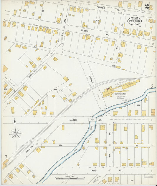 Sanborn Fire Insurance Map from Patton, Cambria County, Pennsylvania (1903), Sheet #0002 - Historic Sanborn Fire Insurance Map Print, vintage old map wall art, antique decor, genealogy gift, Pennsylvania Pennsylvania map