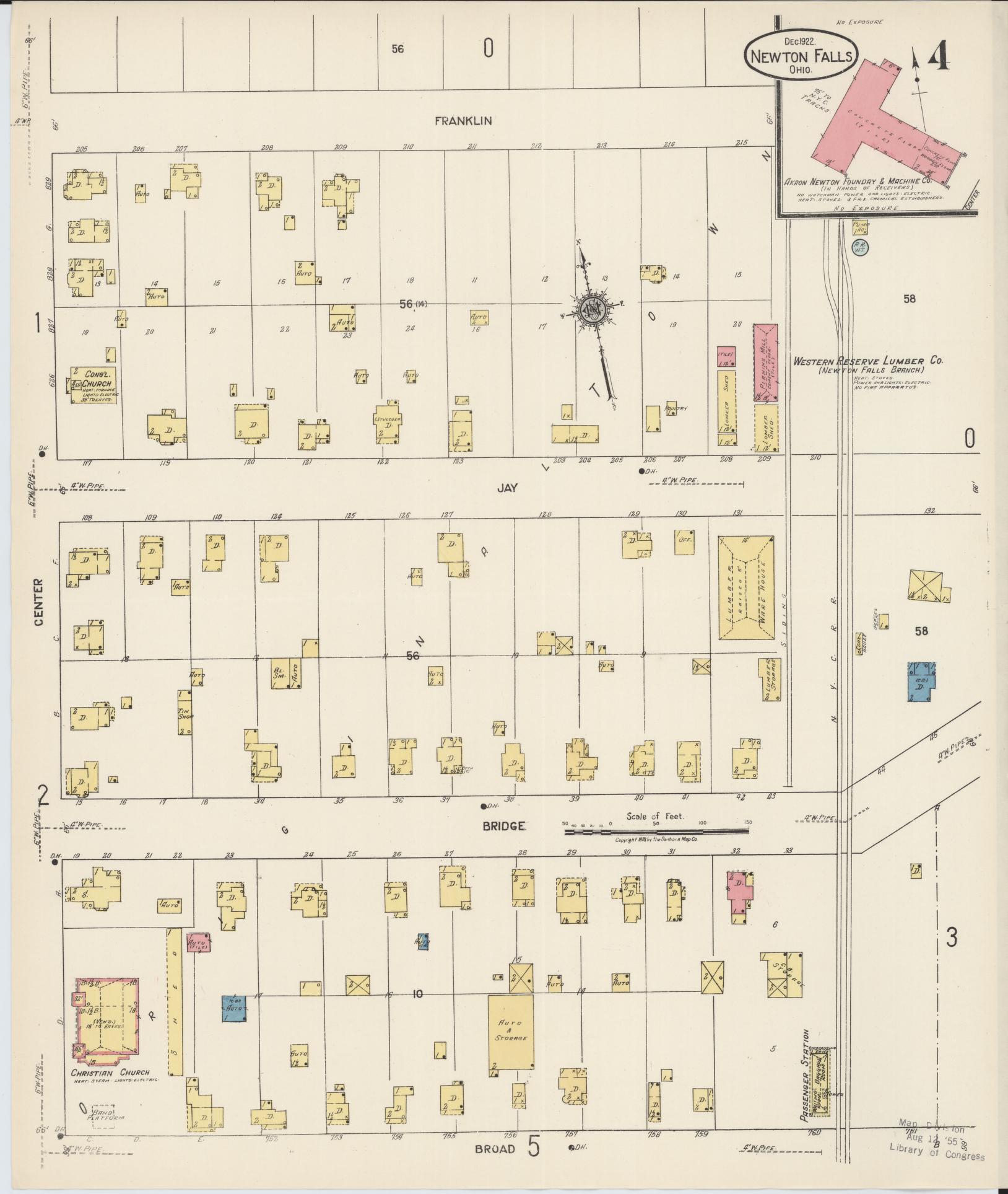 Sanborn Fire Insurance Map from Newton Falls, Trumbull County, Ohio (1922), Sheet #0004 - Complete Map Set gallery image, historic Sanborn map, vintage wall art, Ohio Ohio