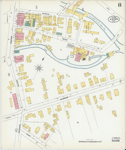 Sanborn Fire Insurance Map from Adams, Berkshire County, Massachusetts (1901), Sheet #0008 - Historic Sanborn Fire Insurance Map Print, vintage old map wall art, antique decor, genealogy gift, Massachusetts Massachusetts map