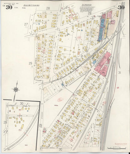 Sanborn Fire Insurance Map from Michigan City, La Porte County, Indiana (1948), Sheet #0030 - Complete Map Set gallery image, historic Sanborn map, vintage wall art, Michigan Michigan