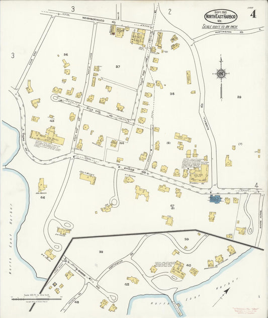 Sanborn Fire Insurance Map from North East Harbor, Hancock County, Maine (1921), Sheet #0004 - Historic Sanborn Fire Insurance Map Print, vintage old map wall art, antique decor, genealogy gift, Maine Maine map