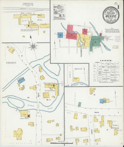 Sanborn Fire Insurance Map from Mexico, Oswego County, New York (1906), Sheet #0001 - Complete Map Set gallery image, historic Sanborn map, vintage wall art, New York New York