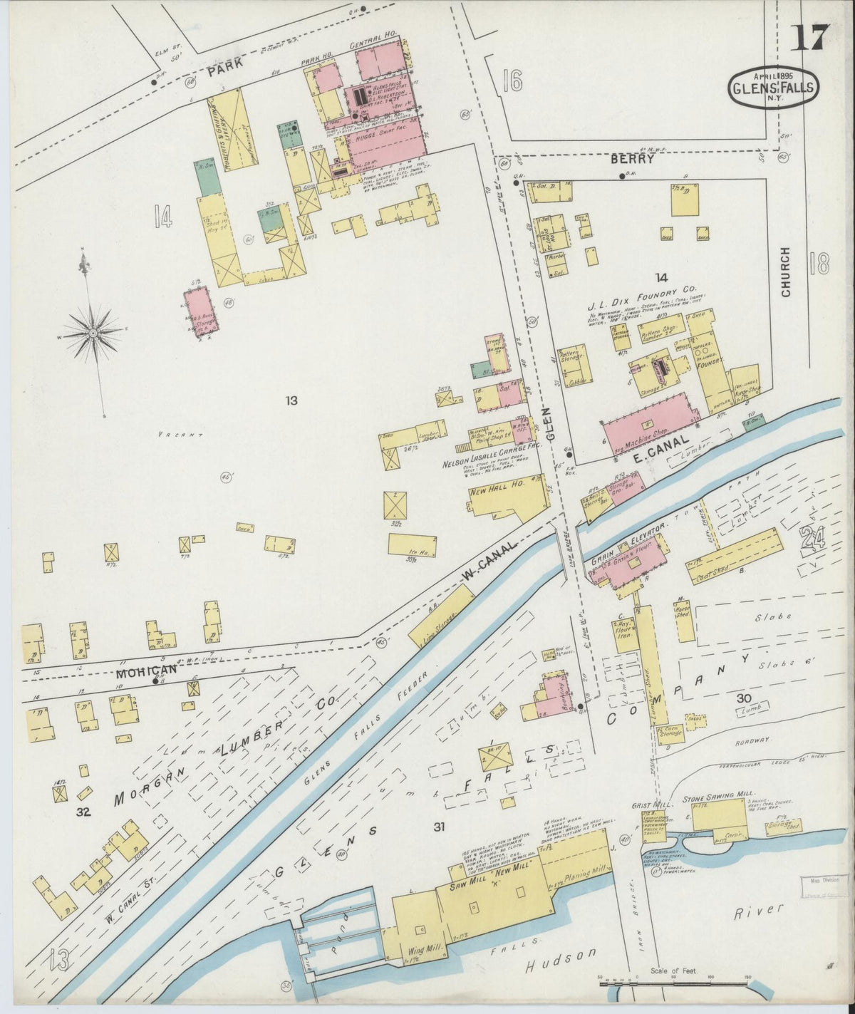 Sanborn Fire Insurance Map from Glens Falls, Warren County, New York (1895), Sheet #0017 - Complete Map Set gallery image, historic Sanborn map, vintage wall art, New York New York