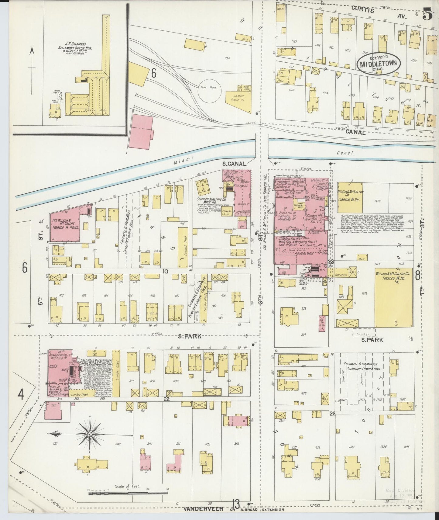 Sanborn Fire Insurance Map from Middletown, Butler County, Ohio (1901), Sheet #0005 - Complete Map Set gallery image, historic Sanborn map, vintage wall art, Ohio Ohio