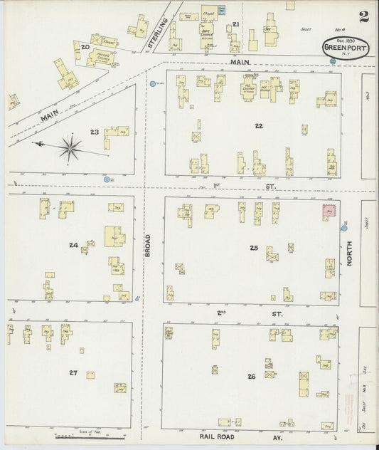 Sanborn Fire Insurance Map from Greenport, Suffolk County, New York (1890), Sheet #0002 - Historic Sanborn Fire Insurance Map Print, vintage old map wall art, antique decor, genealogy gift, New York New York map