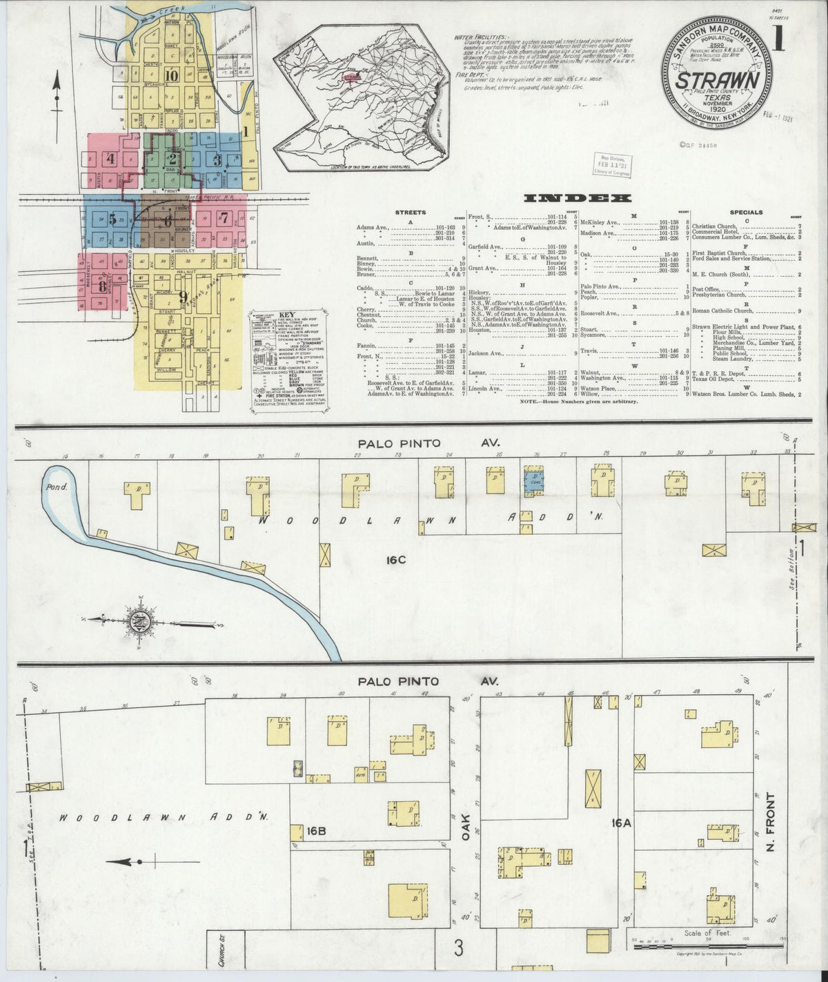 Sanborn Fire Insurance Map from Strawn, Palo Pinto County, Texas (1920), Sheet #0001 - Historic Sanborn Fire Insurance Map Print, vintage old map wall art, antique decor, genealogy gift, Texas Texas map