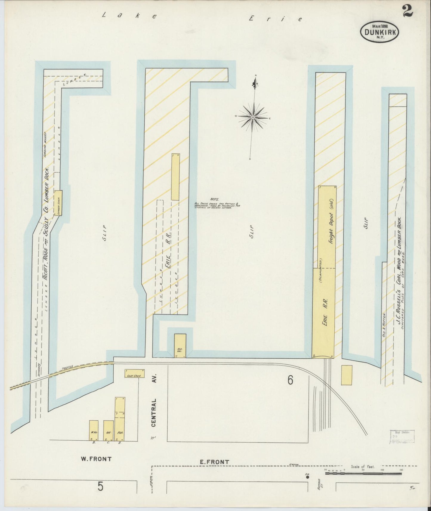 Sanborn Fire Insurance Map from Dunkirk, Chautauqua County, New York (1898), Sheet #0002 - Complete Map Set gallery image, historic Sanborn map, vintage wall art, New York New York