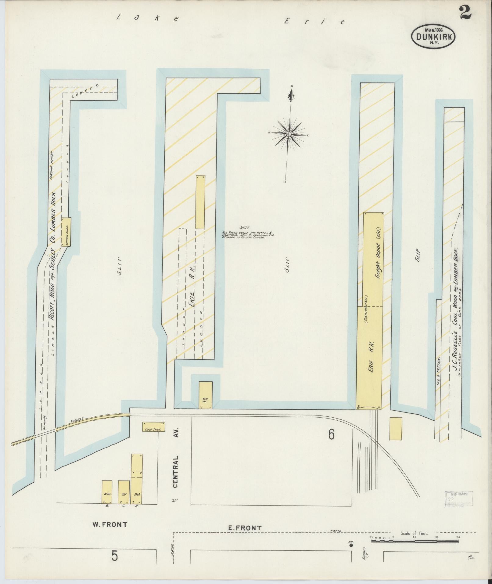Sanborn Fire Insurance Map from Dunkirk, Chautauqua County, New York (1898), Sheet #0002 - Complete Map Set gallery image, historic Sanborn map, vintage wall art, New York New York