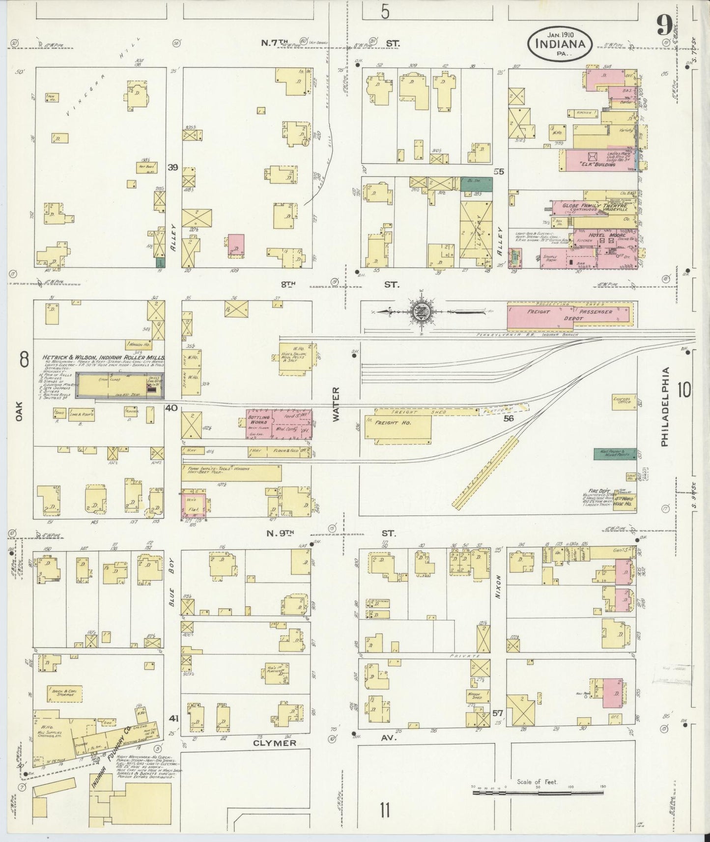 Sanborn Fire Insurance Map from Indiana, Indiana County, Pennsylvania (1910), Sheet #0009 - Complete Map Set gallery image, historic Sanborn map, vintage wall art, Sanborn Fire Insurance Map from Indiana Indiana