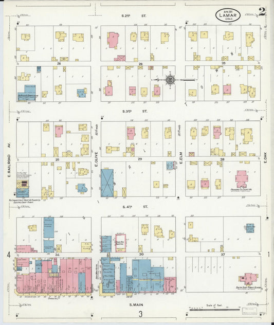 Sanborn Fire Insurance Map from Lamar, Prowers County, Colorado (1911), Sheet #0002 - Historic Sanborn Fire Insurance Map Print, vintage old map wall art, antique decor, genealogy gift, Colorado Colorado map