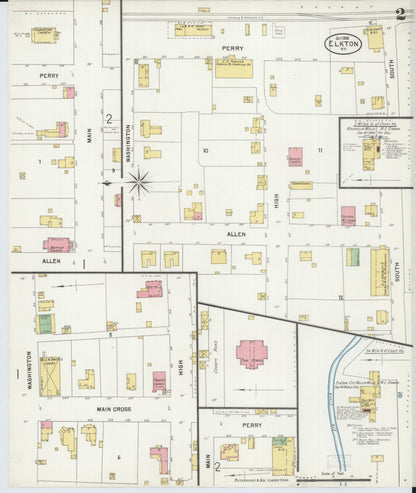 Sanborn Fire Insurance Map from Elkton, Todd County, Kentucky (1898), Sheet #0002 - Complete Map Set gallery image, historic Sanborn map, vintage wall art, Kentucky Kentucky