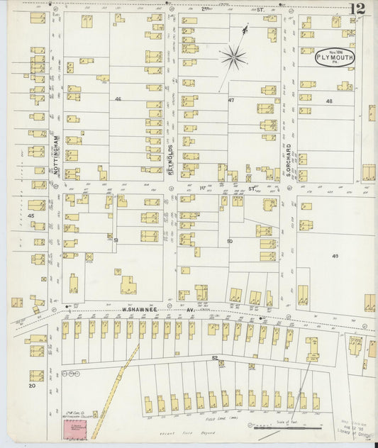 Sanborn Fire Insurance Map from Plymouth, Luzerne County, Pennsylvania (1896), Sheet #0012 - Historic Sanborn Fire Insurance Map Print, vintage old map wall art, antique decor, genealogy gift, Pennsylvania Pennsylvania map