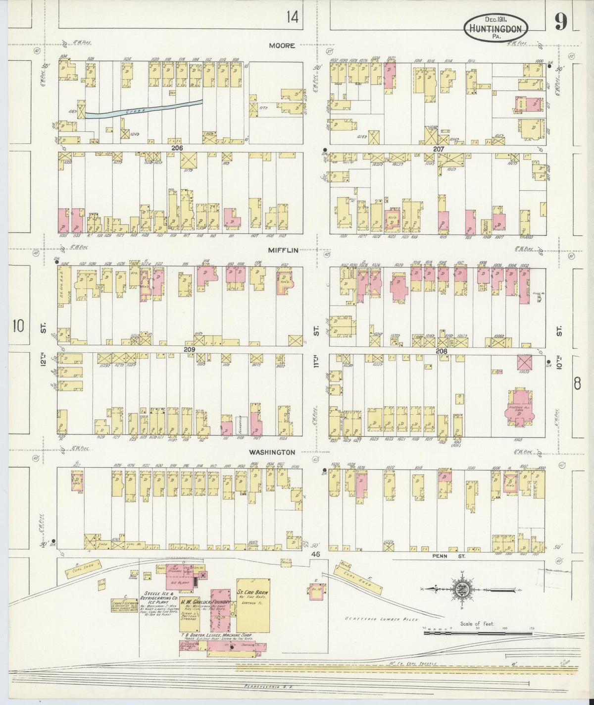 Sanborn Fire Insurance Map from Huntingdon, Huntingdon County, Pennsylvania (1911), Sheet #0009 - Complete Map Set gallery image, historic Sanborn map, vintage wall art, Pennsylvania Pennsylvania