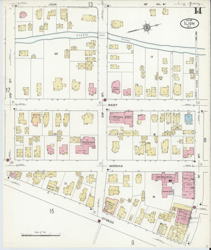 Sanborn Fire Insurance Map from Ilion, Herkimer County, New York (1912), Sheet #0014 - Complete Map Set gallery image, historic Sanborn map, vintage wall art, New York New York