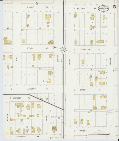 Sanborn Fire Insurance Map from Mandan, Morton County, North Dakota (1898), Sheet #0005 - Complete Map Set gallery image, historic Sanborn map, vintage wall art, North Dakota North Dakota