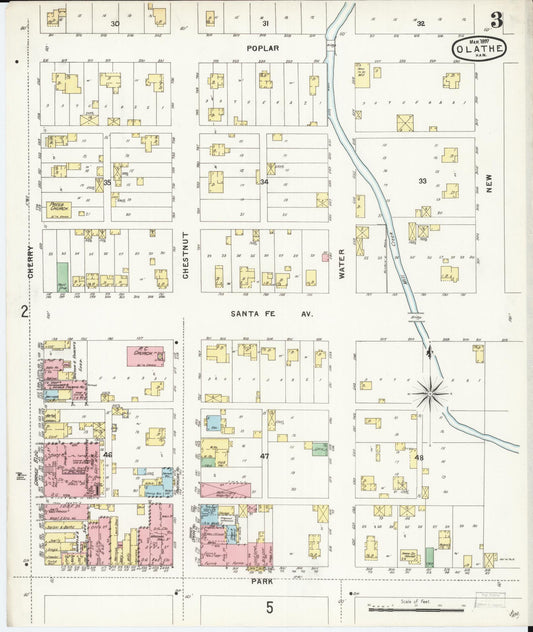 Sanborn Fire Insurance Map from Olathe, Johnson County, Kansas (1897), Sheet #0003 - Historic Sanborn Fire Insurance Map Print, vintage old map wall art, antique decor, genealogy gift, Kansas Kansas map