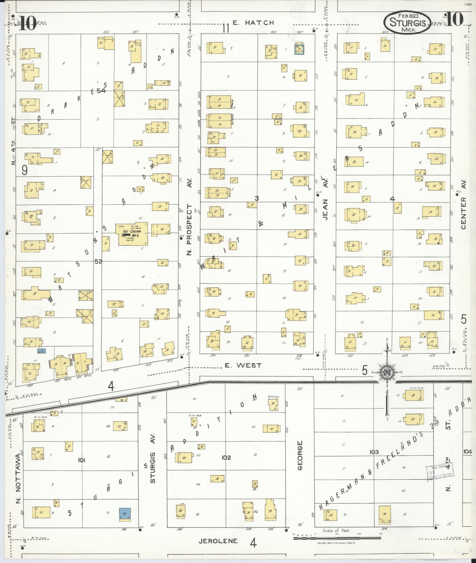 Sanborn Fire Insurance Map from Sturgis, Saint Joseph County, Michigan (1923), Sheet #0010 - Historic Sanborn Fire Insurance Map Print, vintage old map wall art, antique decor, genealogy gift, Michigan Michigan map