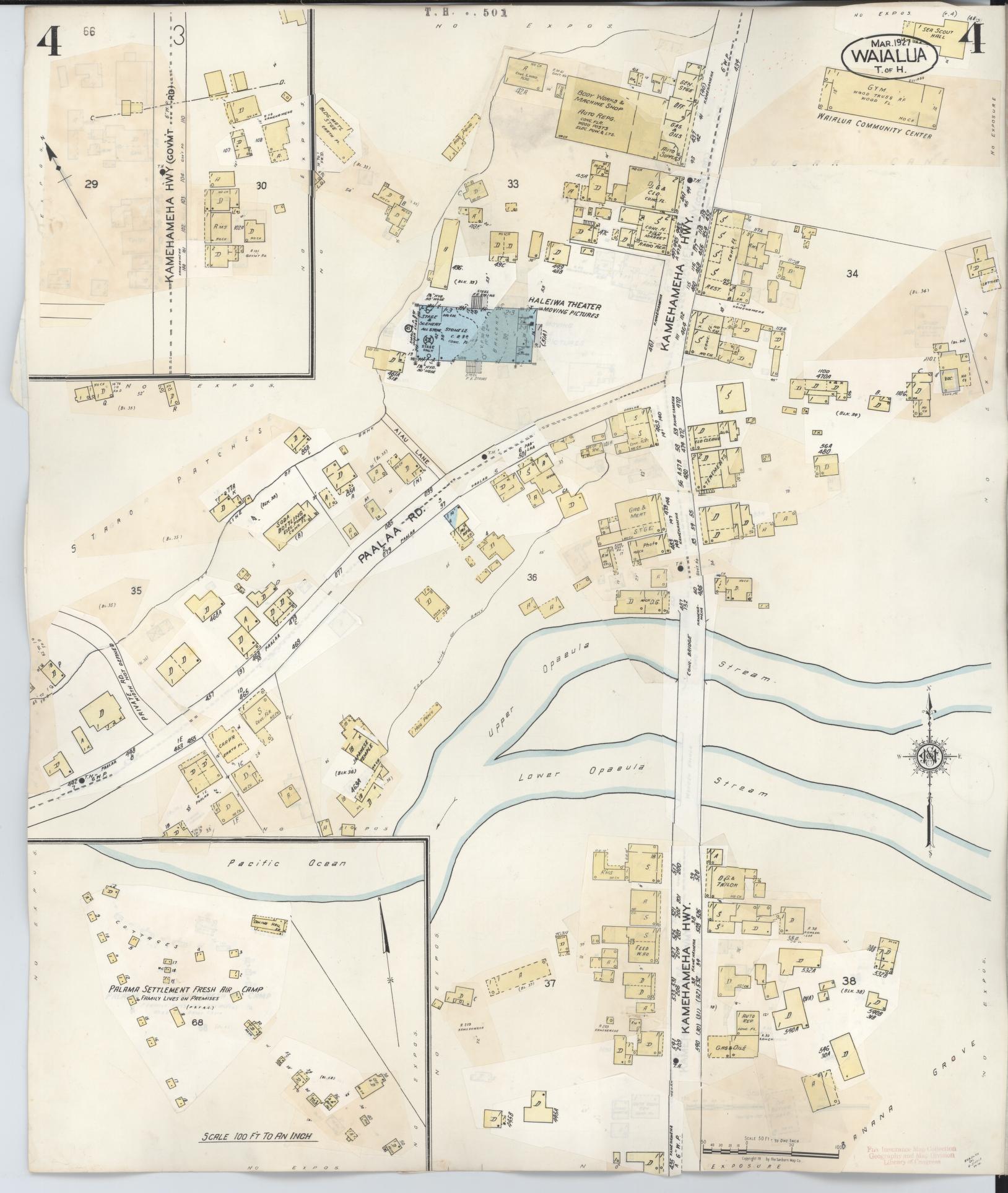 Sanborn Fire Insurance Map from Waialua, Honolulu County, Hawaii (1957), Sheet #0004 - Historic Sanborn Fire Insurance Map Print, vintage old map wall art, antique decor, genealogy gift, Hawaii Hawaii map