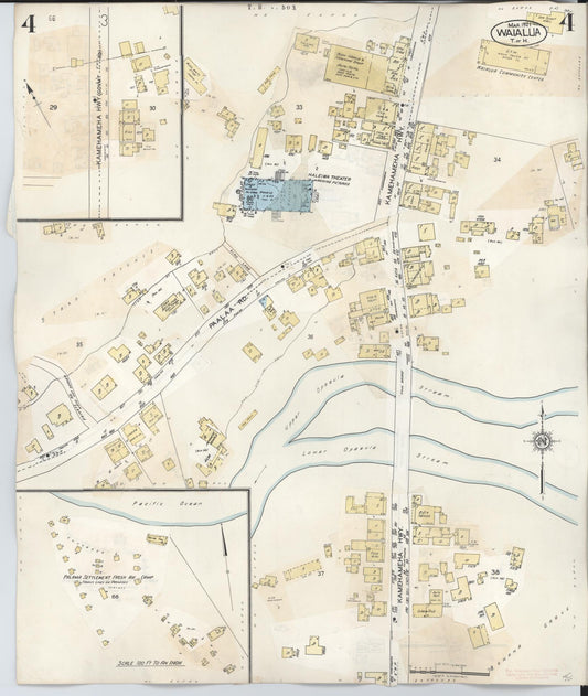Sanborn Fire Insurance Map from Waialua, Honolulu County, Hawaii (1957), Sheet #0004 - Historic Sanborn Fire Insurance Map Print, vintage old map wall art, antique decor, genealogy gift, Hawaii Hawaii map