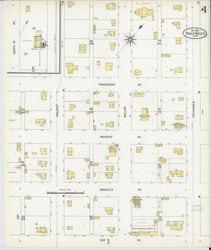Sanborn Fire Insurance Map from Pauls Valley, Garvin County, Oklahoma (1903), Sheet #0004 - Complete Map Set gallery image, historic Sanborn map, vintage wall art, Oklahoma Oklahoma