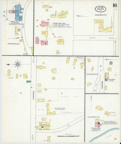 Sanborn Fire Insurance Map from Bath, Steuben County, New York (1909), Sheet #0016 - Complete Map Set gallery image, historic Sanborn map, vintage wall art, New York New York