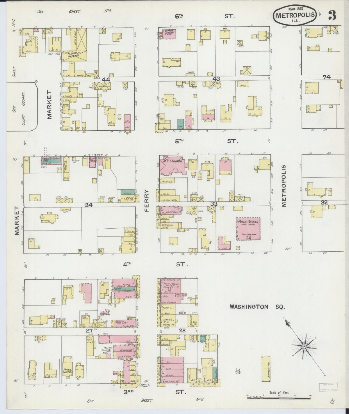 Sanborn Fire Insurance Map from Metropolis, Massac County, Illinois (1892), Sheet #0003 - Complete Map Set gallery image, historic Sanborn map, vintage wall art, Illinois Illinois