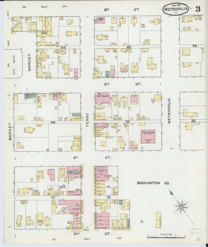 Sanborn Fire Insurance Map from Metropolis, Massac County, Illinois (1892), Sheet #0003 - Complete Map Set gallery image, historic Sanborn map, vintage wall art, Illinois Illinois