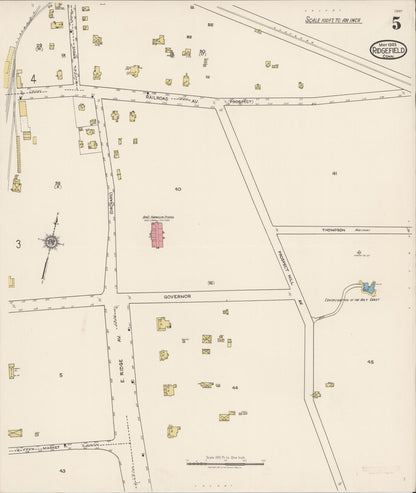 Sanborn Fire Insurance Map from Ridgefield, Fairfield County, Connecticut (1922), Sheet #0005 - Complete Map Set gallery image, historic Sanborn map, vintage wall art, Connecticut Connecticut