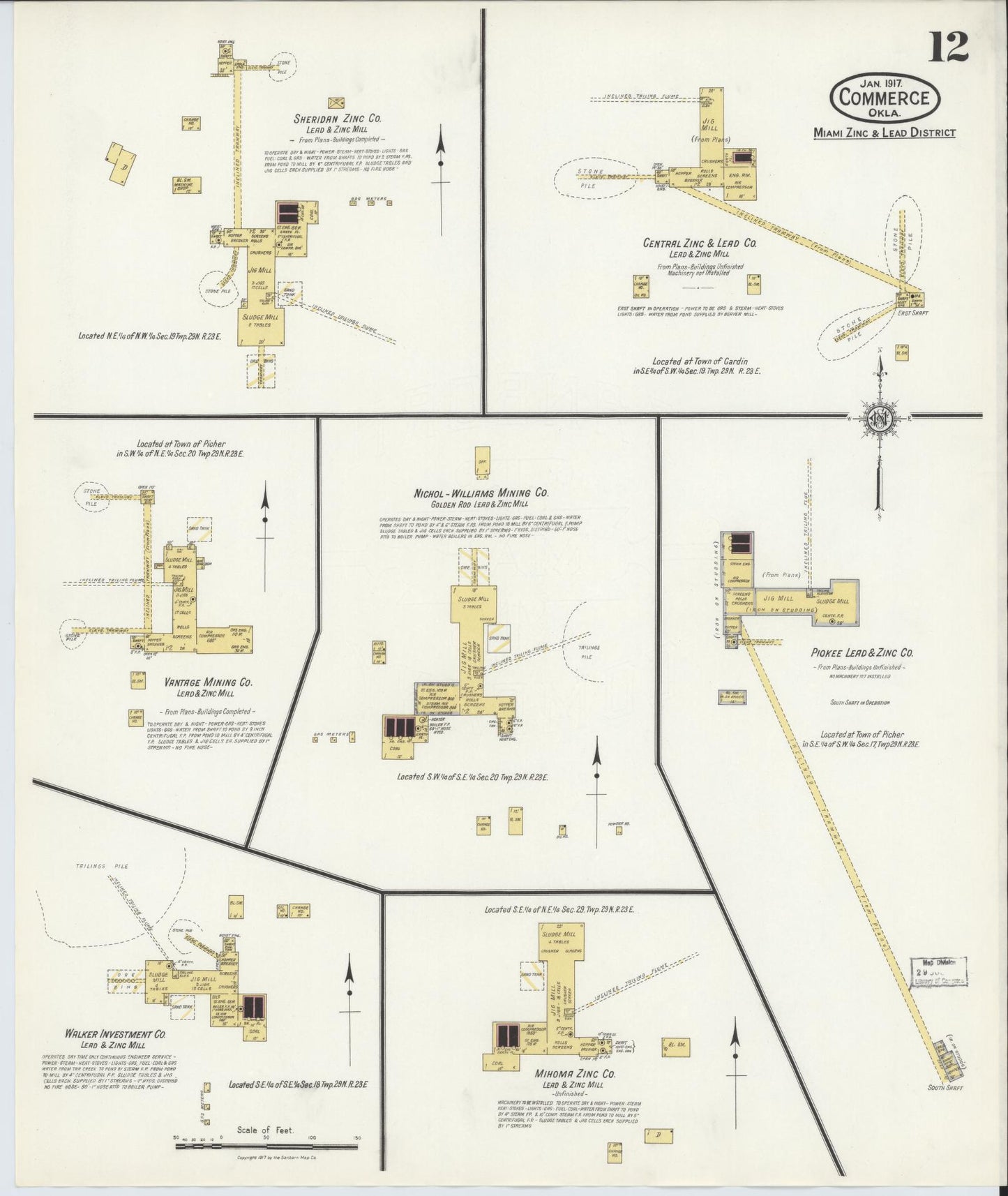 Sanborn Fire Insurance Map from Commerce, Ottawa County, Oklahoma (1917), Sheet #0012 - Historic Sanborn Fire Insurance Map Print, vintage old map wall art, antique decor, genealogy gift, Oklahoma Oklahoma map