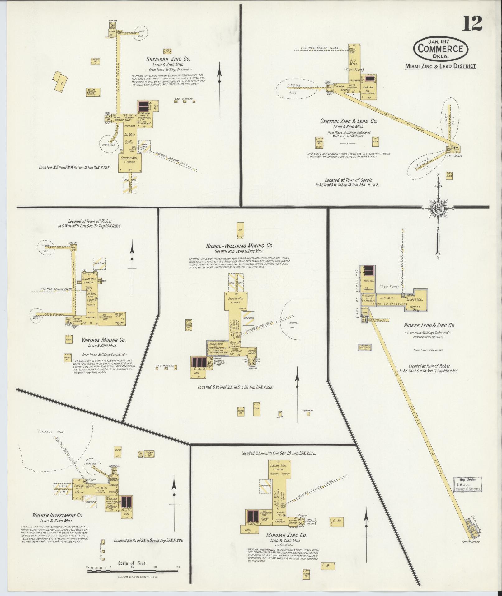 Sanborn Fire Insurance Map from Commerce, Ottawa County, Oklahoma (1917), Sheet #0012 - Historic Sanborn Fire Insurance Map Print, vintage old map wall art, antique decor, genealogy gift, Oklahoma Oklahoma map