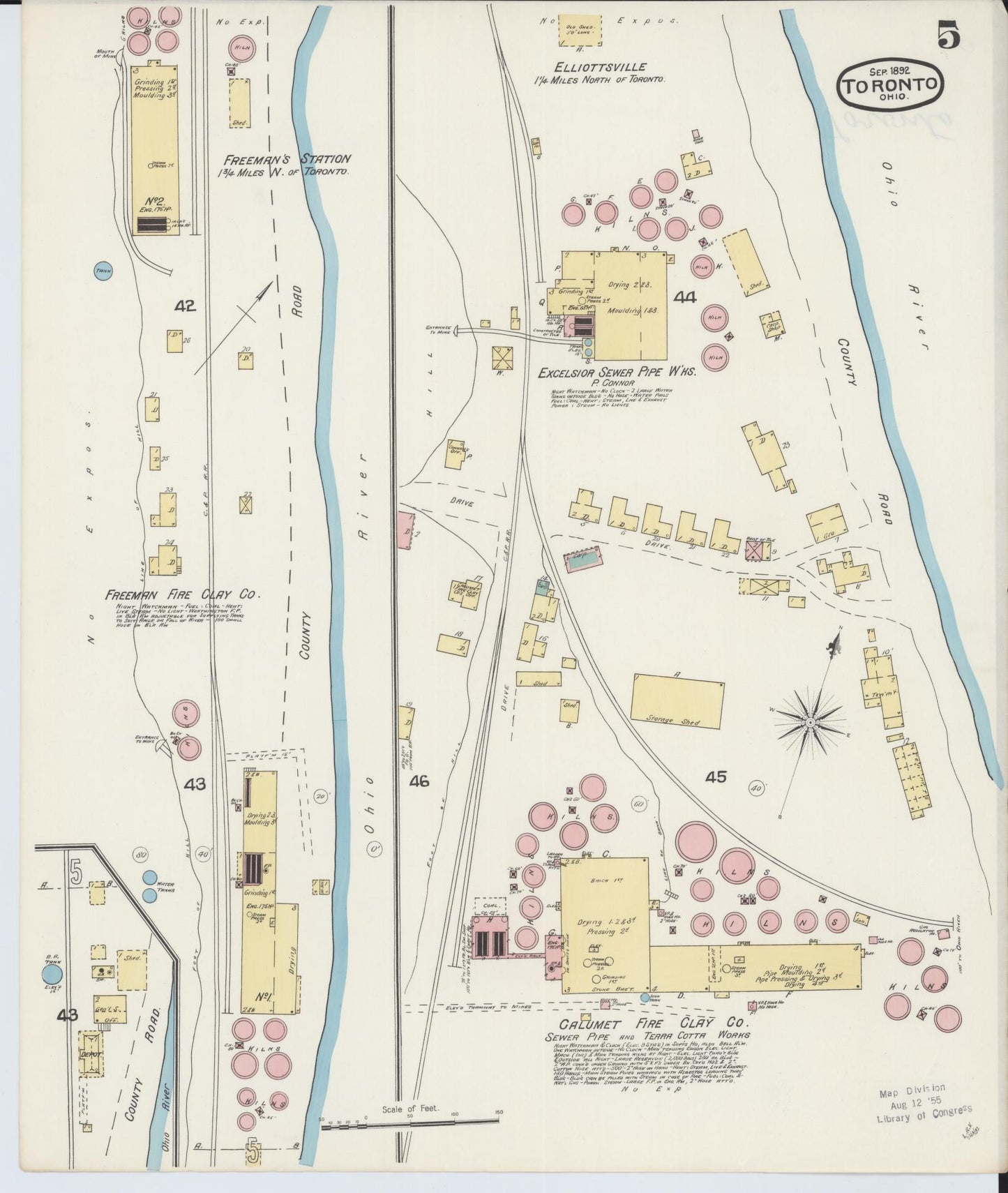 Sanborn Fire Insurance Map from Toronto, Jefferson County, Ohio (1892), Sheet #0005 - Complete Map Set gallery image, historic Sanborn map, vintage wall art, Ohio Ohio