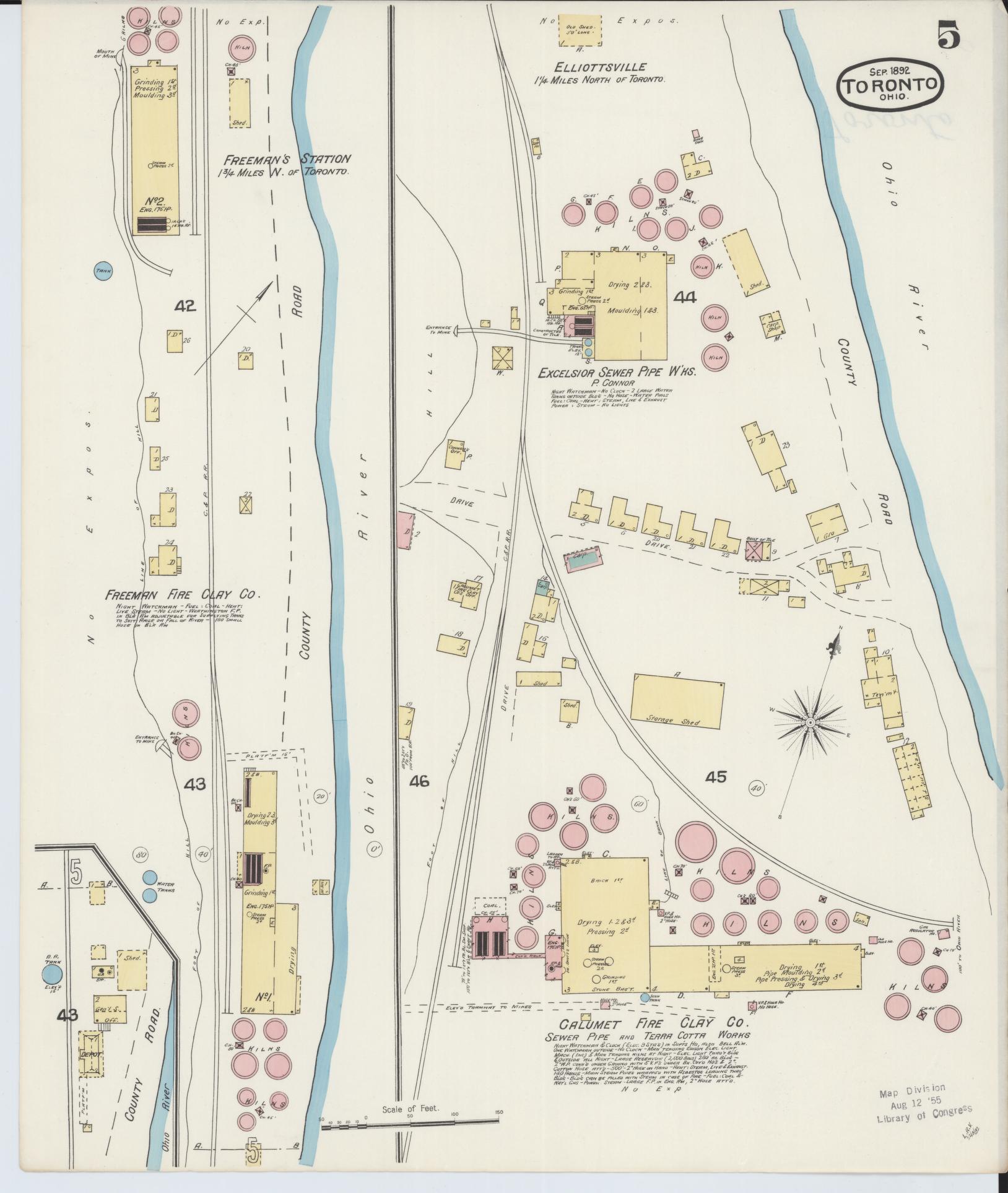 Sanborn Fire Insurance Map from Toronto, Jefferson County, Ohio (1892), Sheet #0005 - Complete Map Set gallery image, historic Sanborn map, vintage wall art, Ohio Ohio