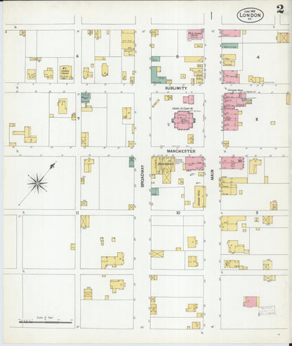 Sanborn Fire Insurance Map from London, Laurel County, Kentucky (1901), Sheet #0002 - Complete Map Set gallery image, historic Sanborn map, vintage wall art, Kentucky Kentucky