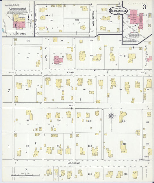 Sanborn Fire Insurance Map from Harrisonville, Cass County, Missouri (1918), Sheet #0003 - Historic Sanborn Fire Insurance Map Print, vintage old map wall art, antique decor, genealogy gift, Missouri Missouri map