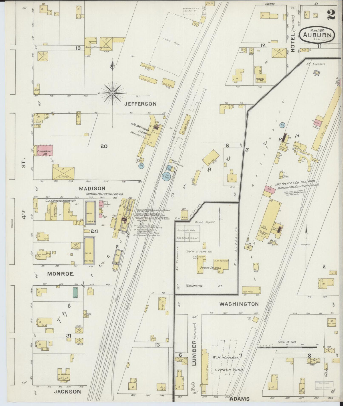 Sanborn Fire Insurance Map from Auburn, Sangamon County, Illinois (1894), Sheet #0002 - Complete Map Set gallery image, historic Sanborn map, vintage wall art, Illinois Illinois