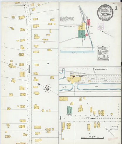 Sanborn Fire Insurance Map from Portville, Cattaraugus County, New York (1904), Sheet #0001 - Complete Map Set gallery image, historic Sanborn map, vintage wall art, New York New York