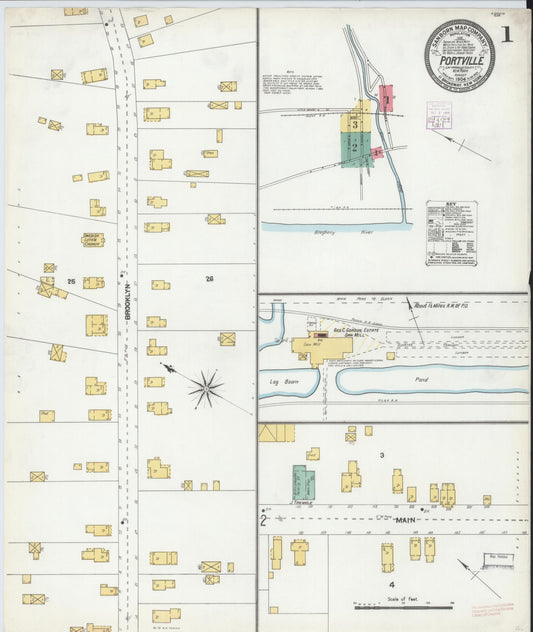 Sanborn Fire Insurance Map from Portville, Cattaraugus County, New York (1904), Sheet #0001 - Complete Map Set gallery image, historic Sanborn map, vintage wall art, New York New York