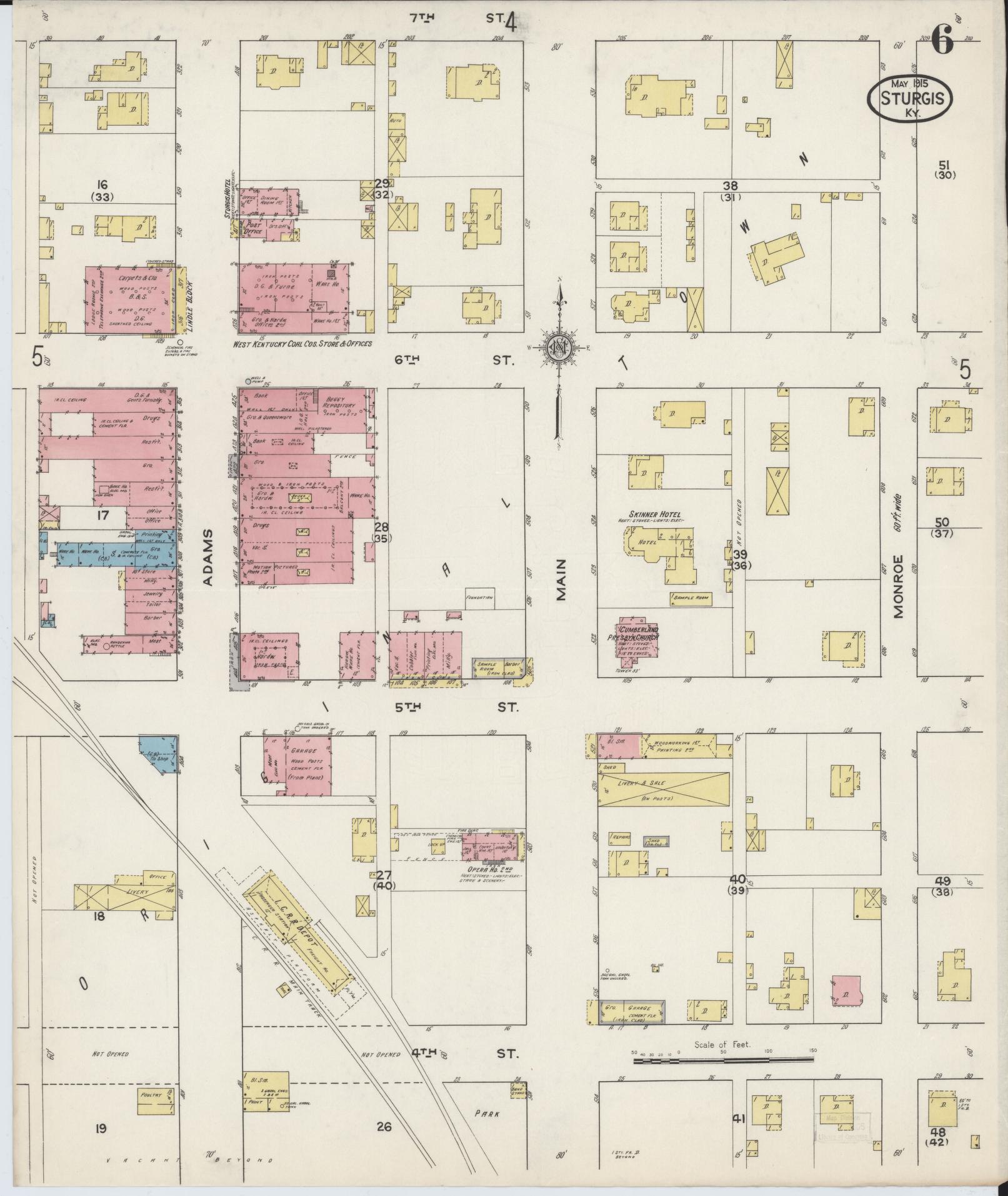 Sanborn Fire Insurance Map from Sturgis, Union County, Kentucky (1915), Sheet #0006 - Complete Map Set gallery image, historic Sanborn map, vintage wall art, Kentucky Kentucky